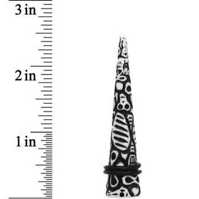 9/16 Black White Resin Native Skull Taper