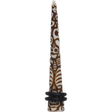 0G Brown White Resin Native Skull Taper