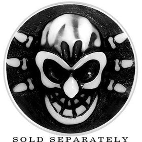 0G Black White Resin Skull Saddle Plug