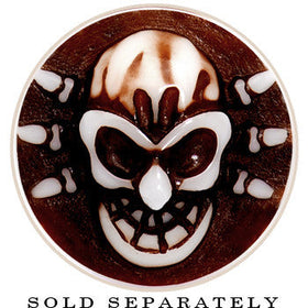 2G Brown White Resin Skull Saddle Plug
