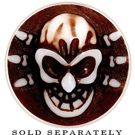 0G Brown White Resin Skull Saddle Plug
