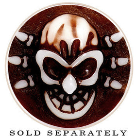 00G Brown White Resin Skull Saddle Plug