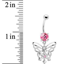Pink Gem Encompass Butterfly Belly Ring