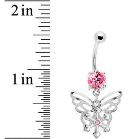Pink Gem Encompass Butterfly Belly Ring
