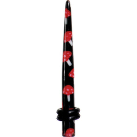 6G Black Red Mushroom Acrylic Ear Taper