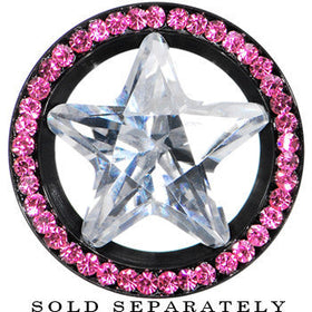 5/8 Black Pink Titanium Star CZ Screw Fit Tunnel