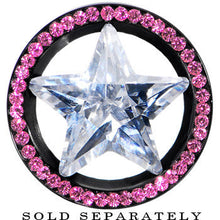 18mm Black Pink Titanium Star CZ Screw Fit Tunnel