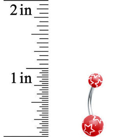 Red White Outline Stars Belly Ring
