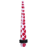 2G White Red Heart Acrylic Ear Taper