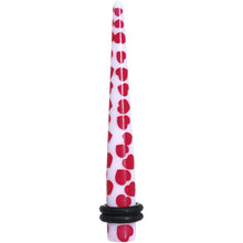 2G White Red Heart Acrylic Ear Taper