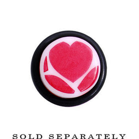 00G White Red Heart Acrylic Ear Taper