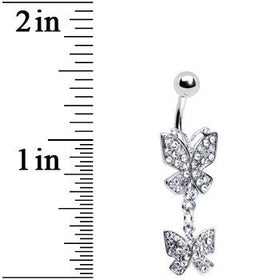 Clear Gem Dual Butterfly Belly Ring