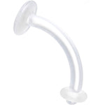 14G curved barbell CLEAR RETAINER 7/16