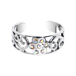 Sterling Silver 925 Aurora CZ Scroll Flower Toe Ring