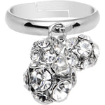 Clear Gem Cluster Dangle Adjustable Ring