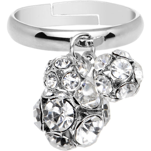 Clear Gem Cluster Dangle Adjustable Ring