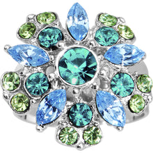 Blue Green Erotic Flower Adjustable Ring