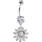 Crystalline Gem Gerber Daisy Flower Belly Ring
