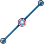 Licensed Blue Anodized Captain America Logo Industrial Barbell 37mm
