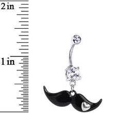 Clear Heart Mustache Belly Ring