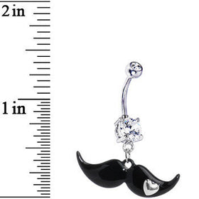 Clear Heart Mustache Belly Ring