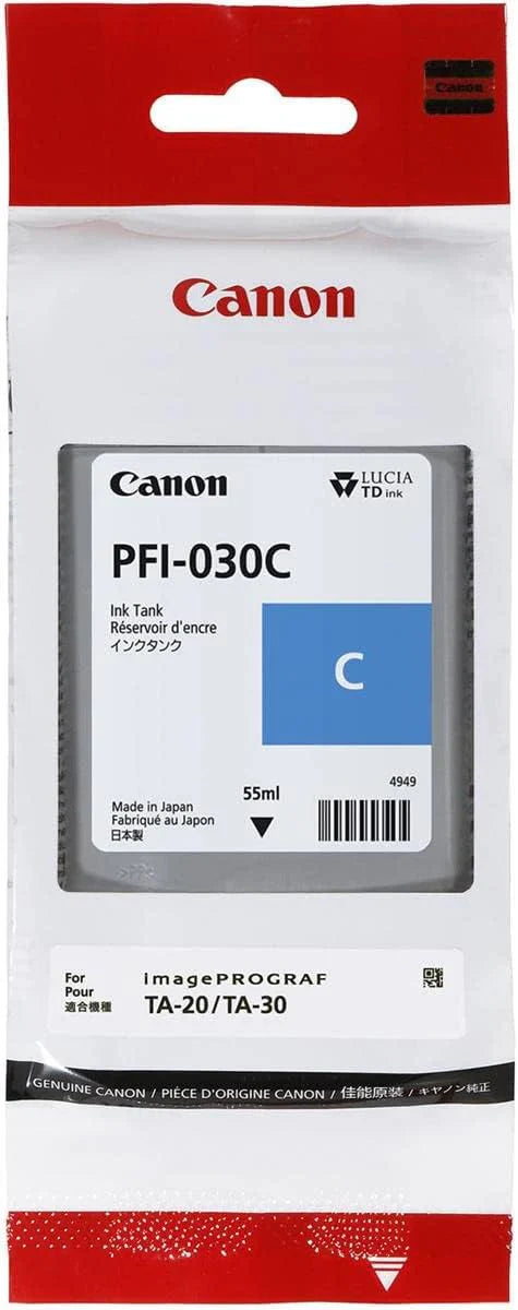 New, Pre-Owned - Canon PFI-030 Standard Yield Cyan Ink Cartridge, 3490C001
