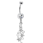 Crystalline Gem Dramatic Floral Drop Belly Ring