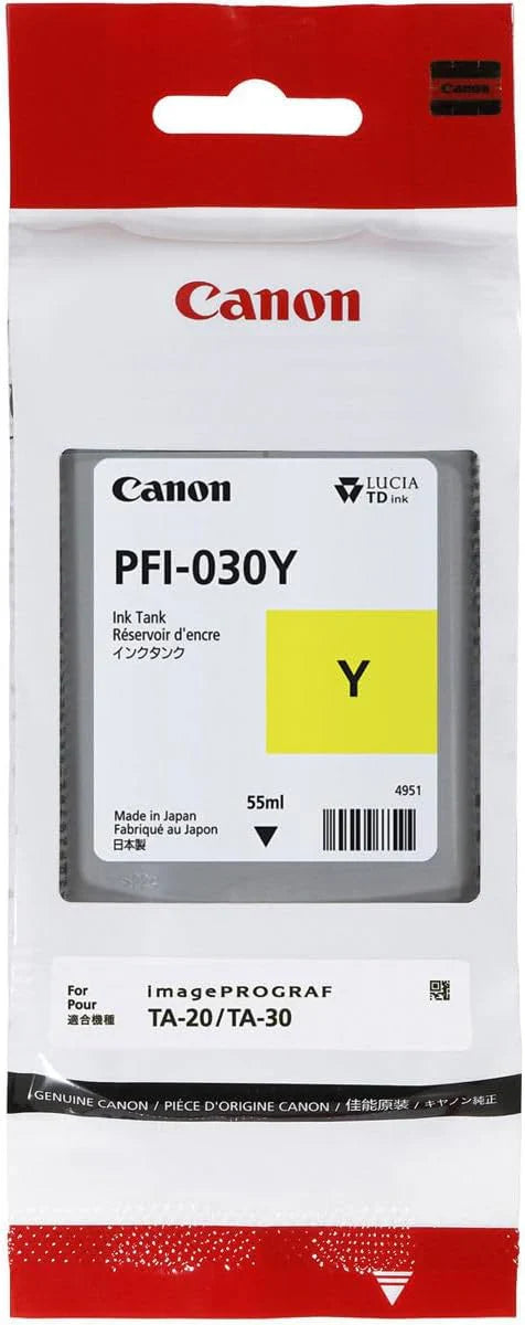 New, Pre-Owned - Canon PFI-030 Standard Yield Yellow Ink Cartridge, 3492C001
