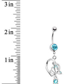 Aqua Gem Love of Butterfly Belly Ring