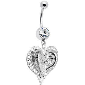 Clear Gem Love at First Sight Heart Belly Ring