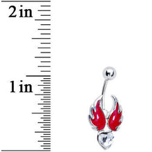 Flaming Wing Heart Belly Ring