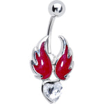Flaming Wing Heart Belly Ring
