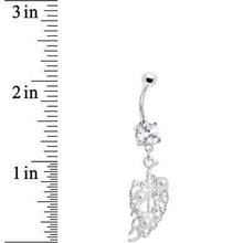 Crystalline Gem Faux Pearl Leaf Belly Ring