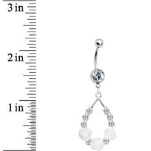 Clear Gem Elegant Blossoms Flower Dangle Belly Ring