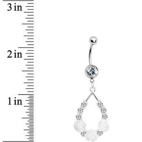 Clear Gem Elegant Blossoms Flower Dangle Belly Ring