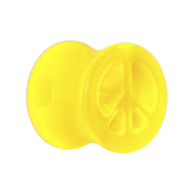 Acrylic Neon Yellow Peace Sign Tunnel Plug 2G to 20mm
