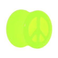 Acrylic Neon Green Peace Sign Tunnel Plug 2G to 20mm