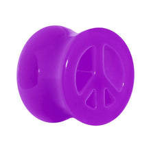 Acrylic Neon Purple Peace Sign Tunnel Plug 2G to 20mm