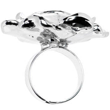 White Jeweled Bloom Flower Adjustable Ring