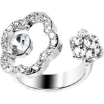 Clear Jeweled Flower Adjustable Ring