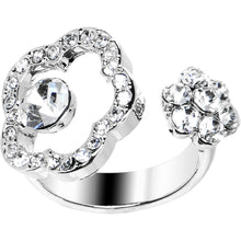Clear Jeweled Flower Adjustable Ring