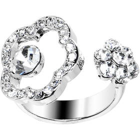 Clear Jeweled Flower Adjustable Ring