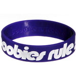 Dark Purple White Black Boobies Rule Awareness for Breast Cancer Bracelet