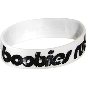 Black White Green Boobies Rule Awareness for Breast Cancer Bracelet