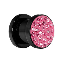 0G Pink Ferido Crystal Acrylic Screw Fit Tunnel