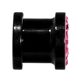 0G Pink Ferido Crystal Acrylic Screw Fit Tunnel