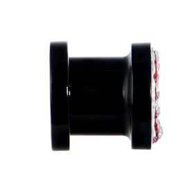 0G Pink Crystal Ferido Yin Yang Acrylic Screw Fit Tunnel