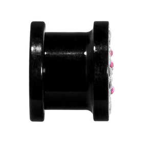 00G Pink Star Ferido Crystal Acrylic Screw Fit Tunnel