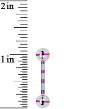 Silver Purple Striped Titanium Barbell Tongue Ring
