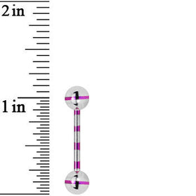 Silver Purple Striped Titanium Barbell Tongue Ring